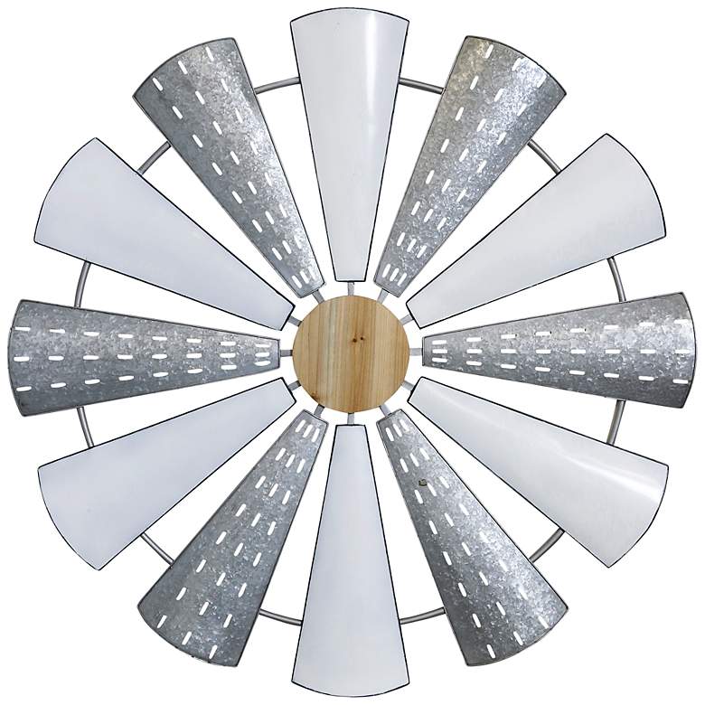 Blaire Windmill 42" Wide Round Metal Wall Art