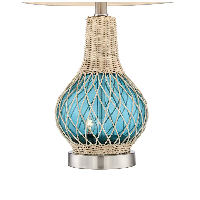 Alana Blue Glass Accent Table Lamp with Night Light