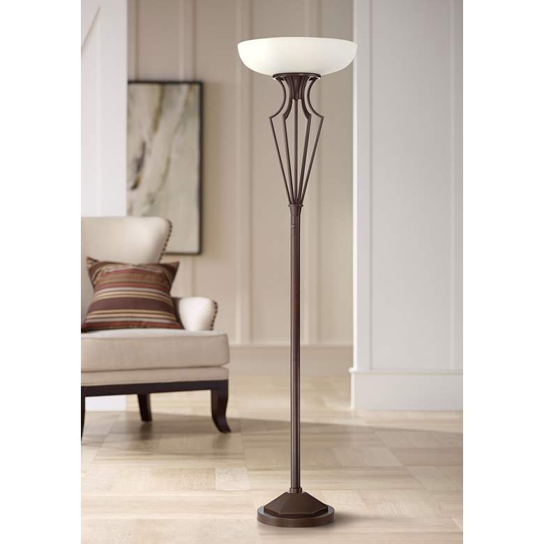 Volero Oil-Rubbed Bronze Light Blaster Torchiere Floor Lamp