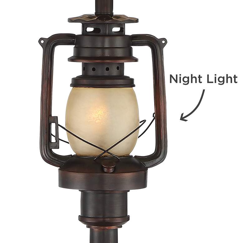 Henson Bronze Finish Rustic Lantern Floor Lamp with Night Light