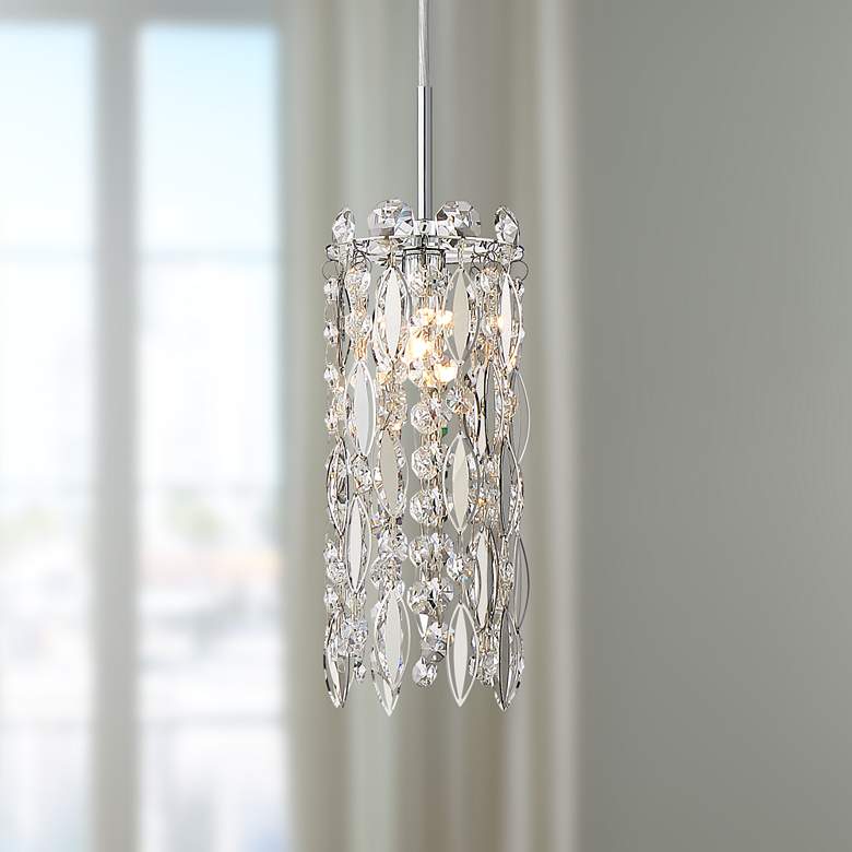 Alyssa 4" Wide Chrome and Crystal LED Mini Pendant Light