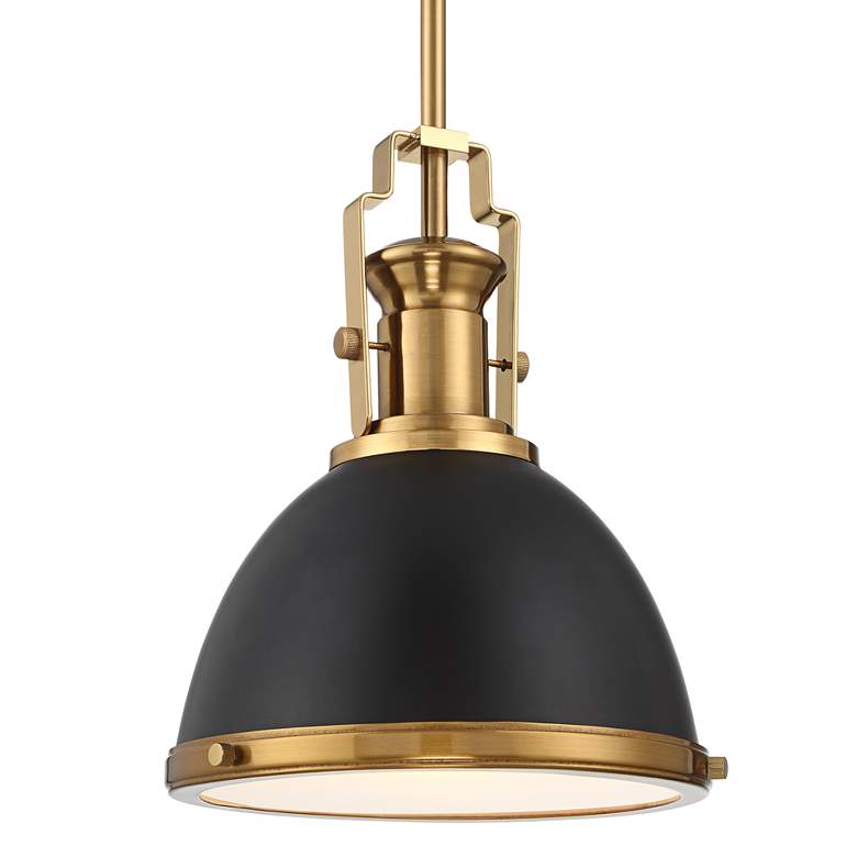 Posey 9 3/4" Wide Black and Brass Mini Pendant by Inspire Me Home