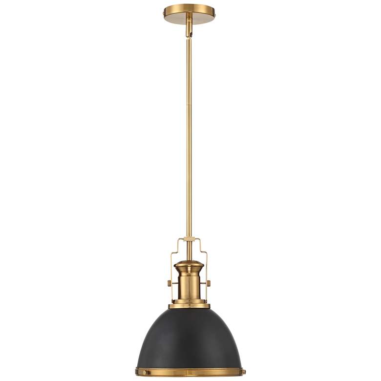 Posey 9 3/4" Wide Black and Brass Mini Pendant by Inspire Me Home