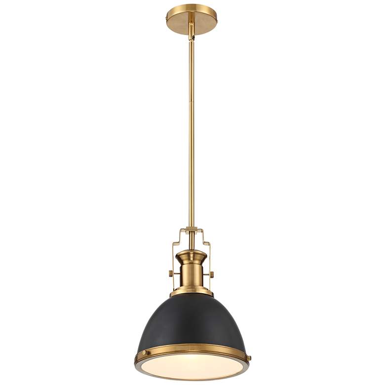 Posey 9 3/4" Wide Black and Brass Mini Pendant by Inspire Me Home