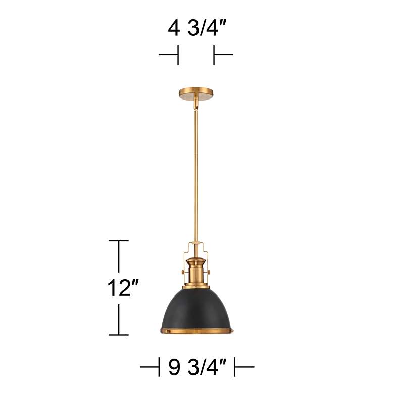 Posey 9 3/4" Wide Black and Brass Mini Pendant by Inspire Me Home