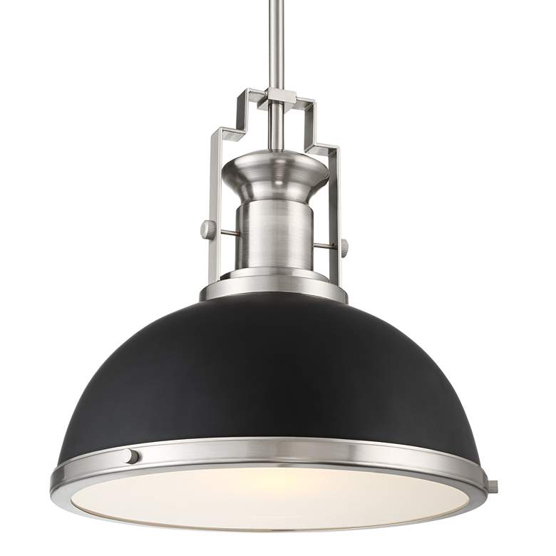 Posey 13" Wide Black and Brushed Nickel Dome Pendant Light