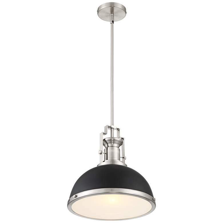 Posey 13" Wide Black and Brushed Nickel Dome Pendant Light