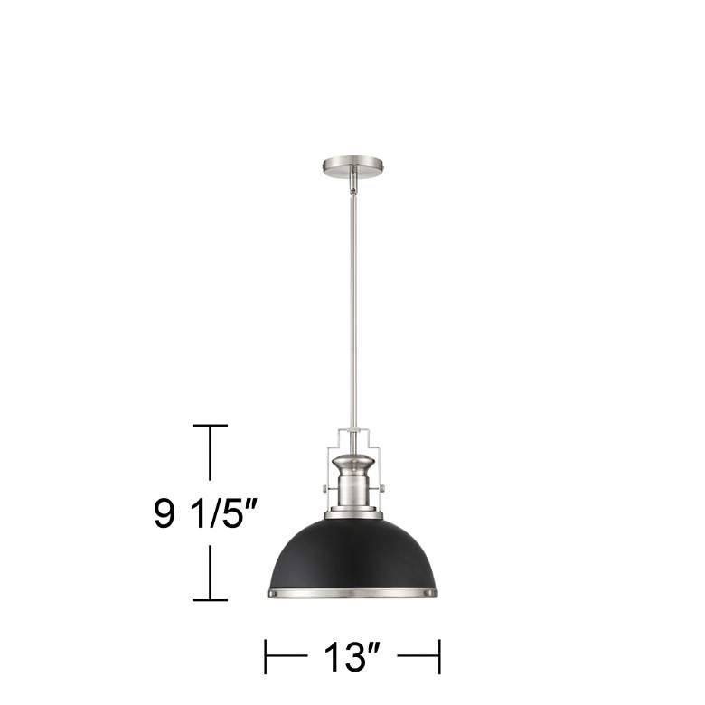 Posey 13" Wide Black and Brushed Nickel Dome Pendant Light