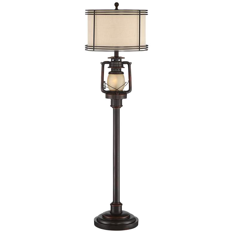 Henson Bronze Finish Rustic Lantern Floor Lamp with Night Light