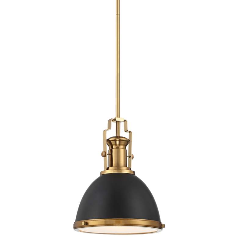 Posey 9 3/4" Wide Black and Brass Mini Pendant by Inspire Me Home