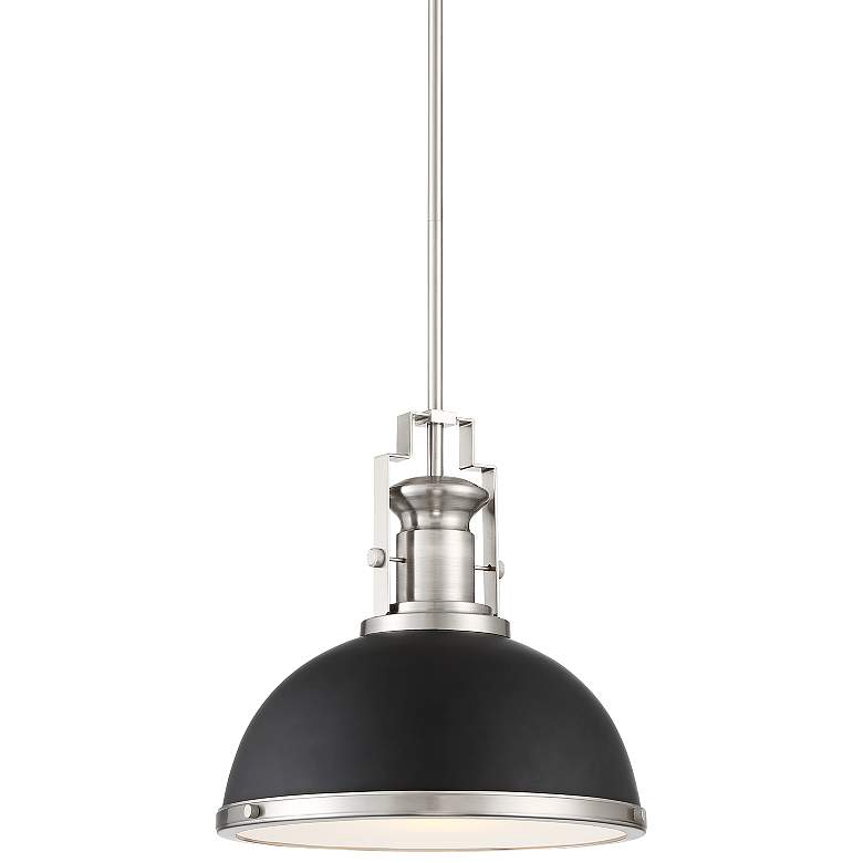 Posey 13" Wide Black and Brushed Nickel Dome Pendant Light