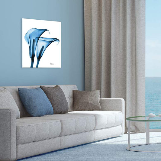 Indigo Calla Lililes 24" Square Glass Graphic Wall Art