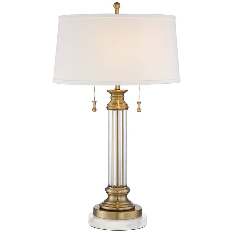 Rolland Column Table Lamp with Round White Marble Riser