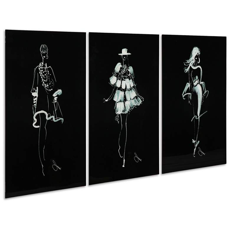 Fashion Walk 24" High 3-Piece Frameless Glass Wall Art Set