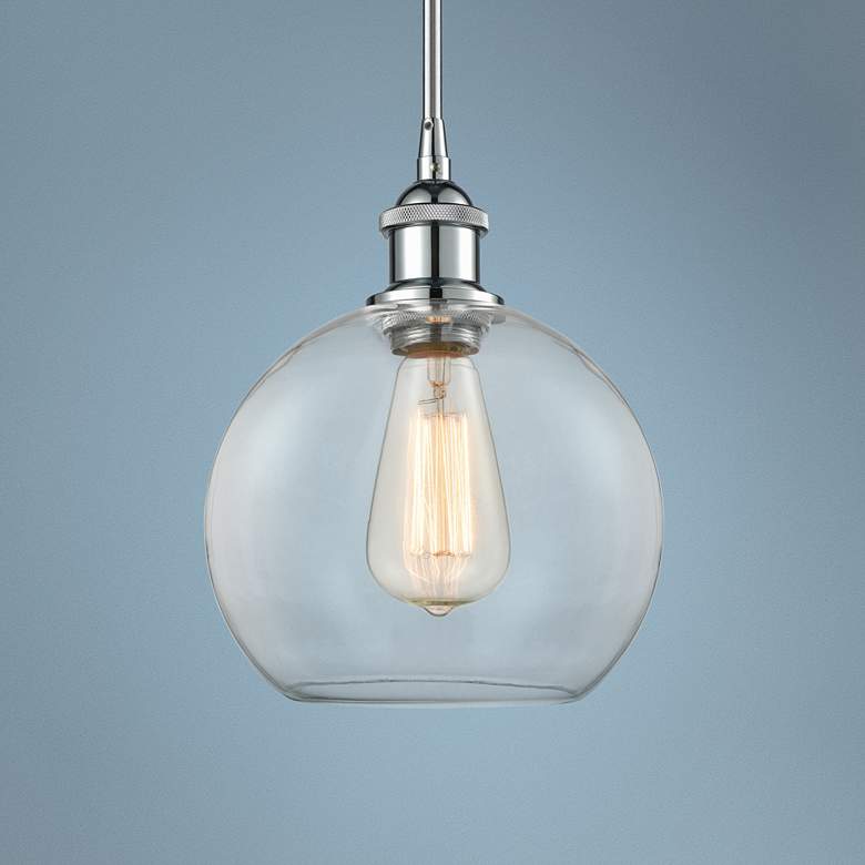 Athens 8" Wide Polished Chrome Clear Glass Orb Globe Mini Pendant