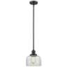 Large Bell 8"W Brushed Satin Nickel Swiveling Mini Pendant