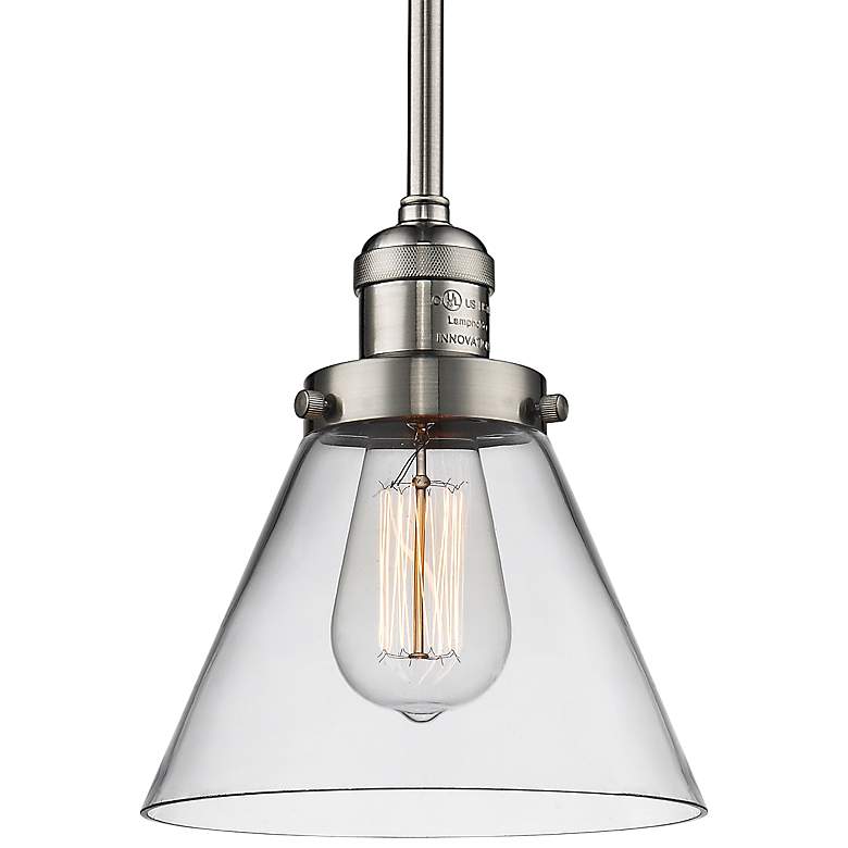 Large Cone 8"W Brushed Satin Nickel Swiveling Mini Pendant