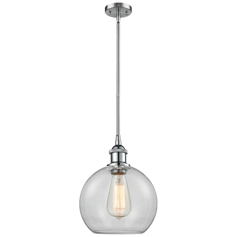 Athens 8" Wide Polished Chrome Clear Glass Orb Globe Mini Pendant