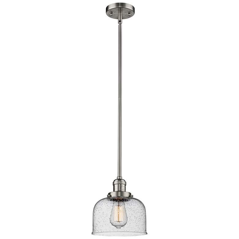 Large Bell 8"W Brushed Satin Nickel Swiveling Mini Pendant
