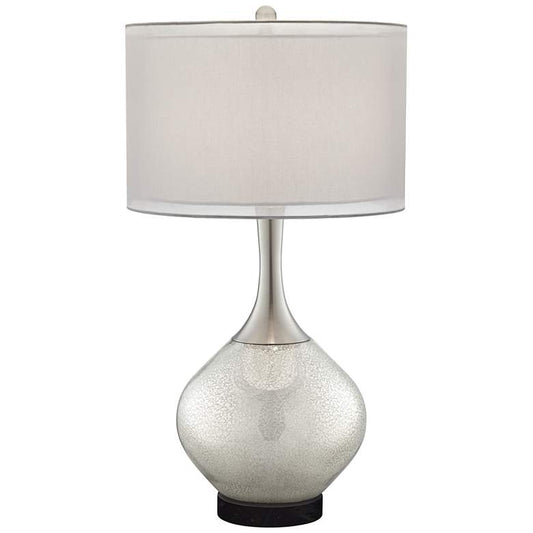 Swift Mercury Glass Table Lamp with Round Black Marble Riser