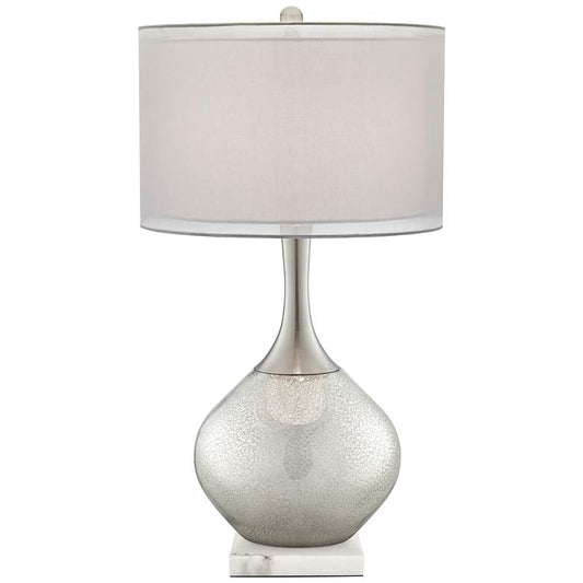 Swift Mercury Glass Table Lamp with Square White Marble Riser