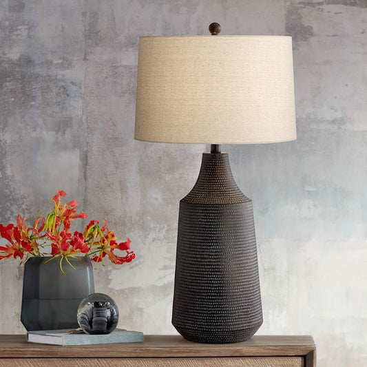 Black Hammered Jar Table Lamp