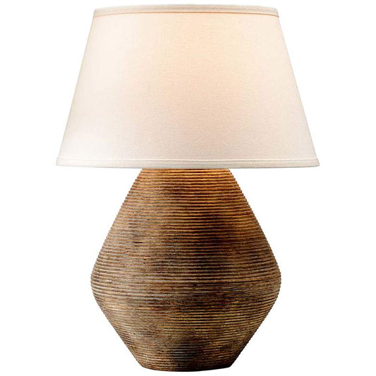 Calabria Rustco Ceramic Accent Table Lamp with Off-White Shade