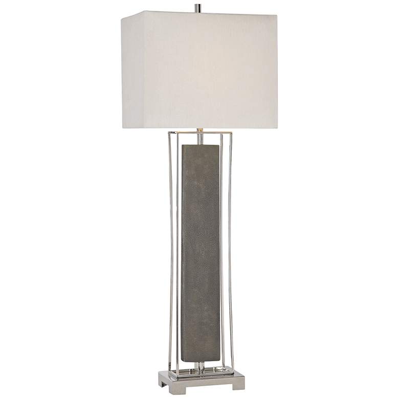 Sakana Rubbed Gray Faux Shagreen Buffet Table Lamp