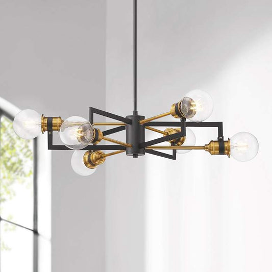 Intention 23 1/2" Wide Black and Brass Modern Pendant Chandelier Light