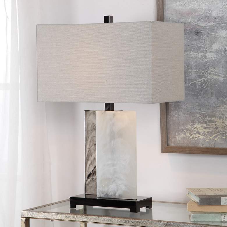 Vanda White Rectangular Slabs Table Lamp
