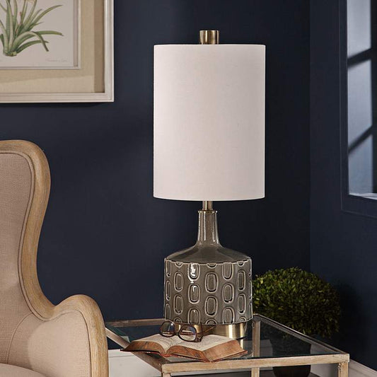 Darrin Crackled Gray Glaze Ceramic Table Lamp