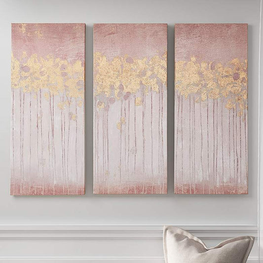 Forest Abstract 35"H 3-Piece Rectangular Canvas Wall Art Set