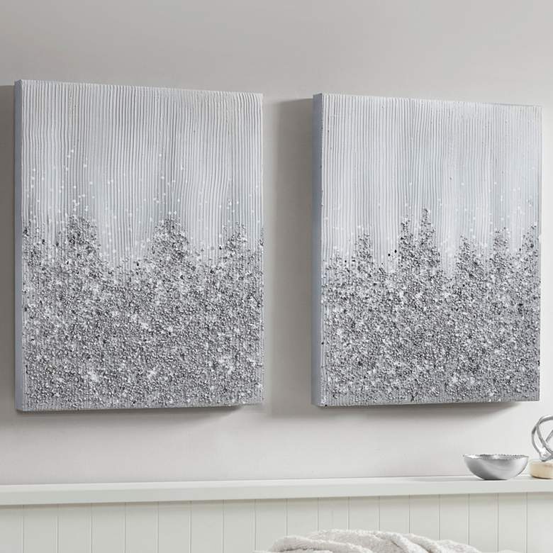 Glimmer 28" High 2-Piece Rectangular Canvas Wall Art Set