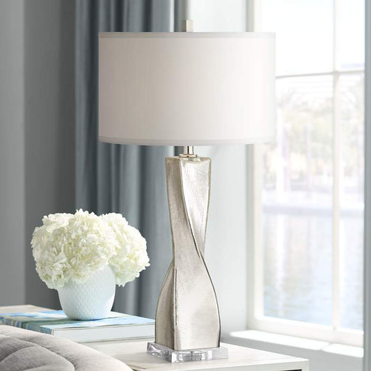 Twist Crackle Mercury Glass Table Lamp