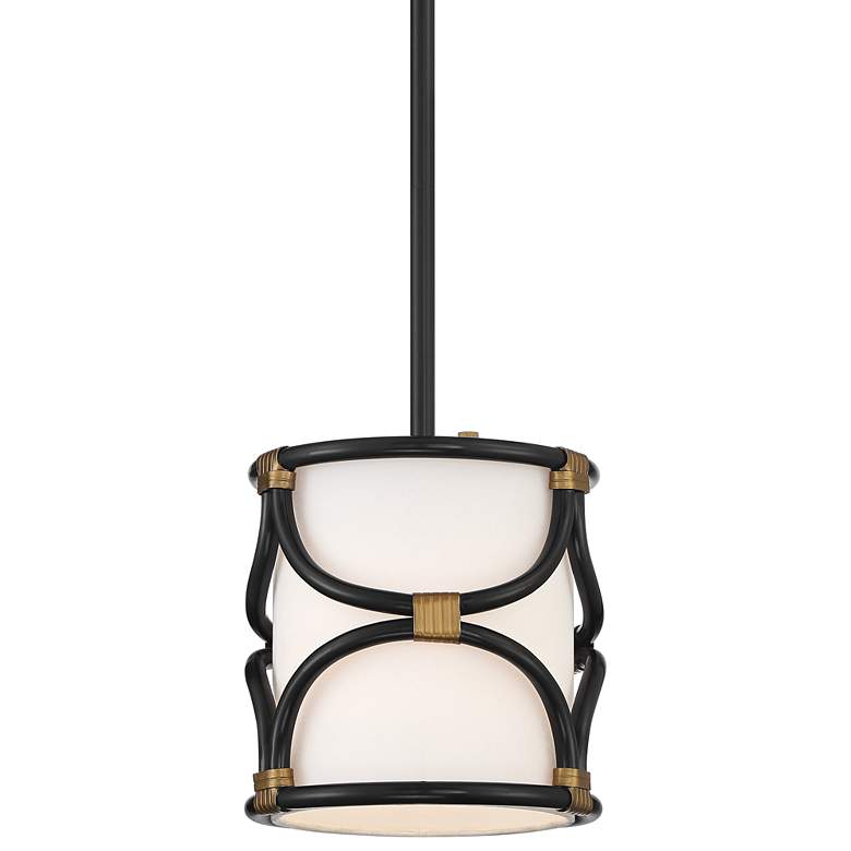 Possini Euro Cavelli 8" Wide Gloss Black Drum Mini Pendant