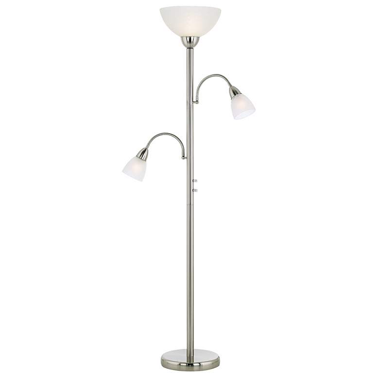 Alexei Brushed Nickel Gooseneck Torchiere Floor Lamp