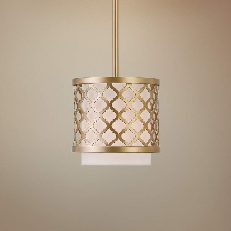 Arabesque 7" Wide Soft Gold Drum Mini Pendant