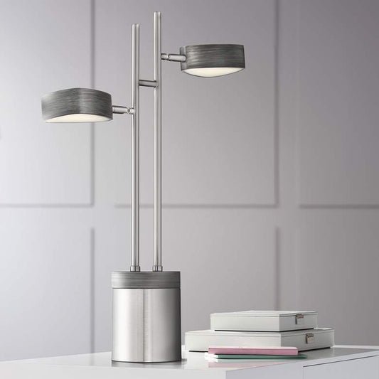 Lite Source Charlyne Brushed Nickel 2-Light LED Desk Lamp