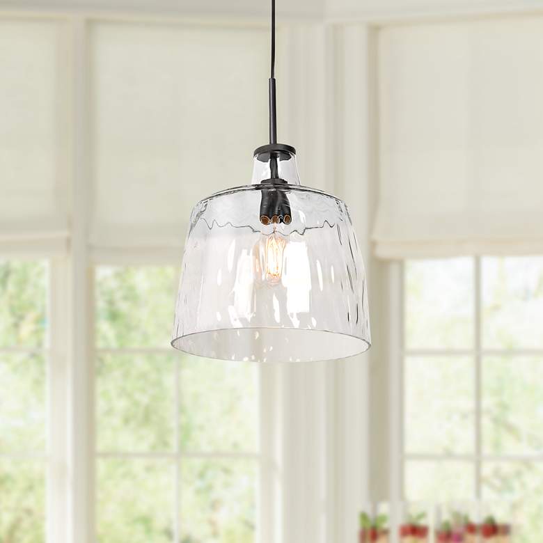 Simplicite 11" Wide Black and Glass Mini Pendant Light