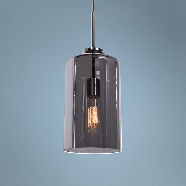 Simplicite 7" Wide Black Nickel and Glass LED Mini Pendant