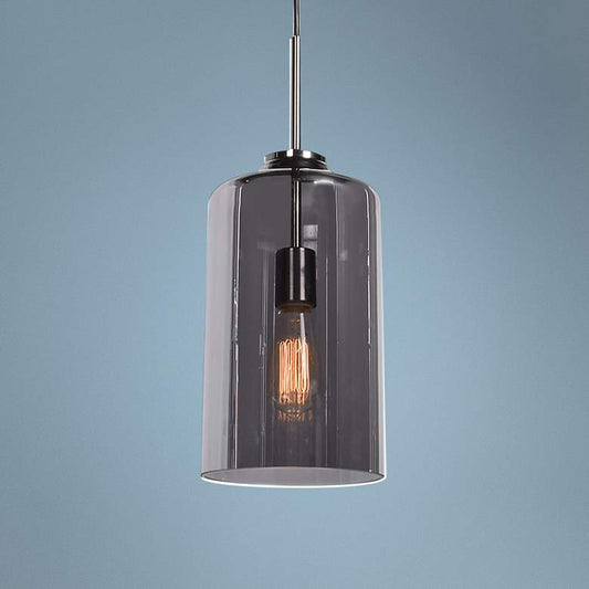 Simplicite 7" Wide Black Nickel and Glass LED Mini Pendant