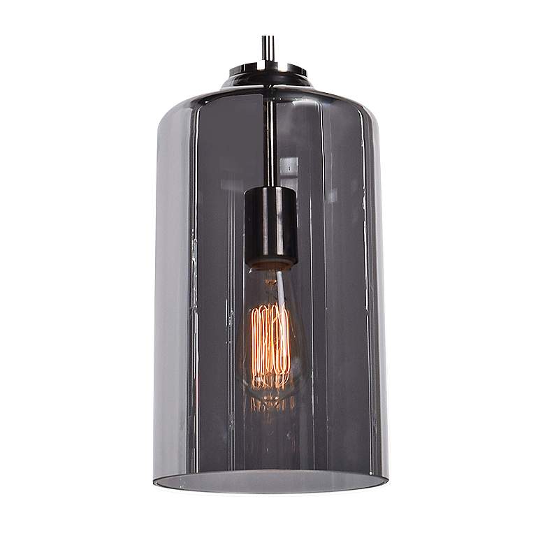 Simplicite 7" Wide Black Nickel and Glass LED Mini Pendant