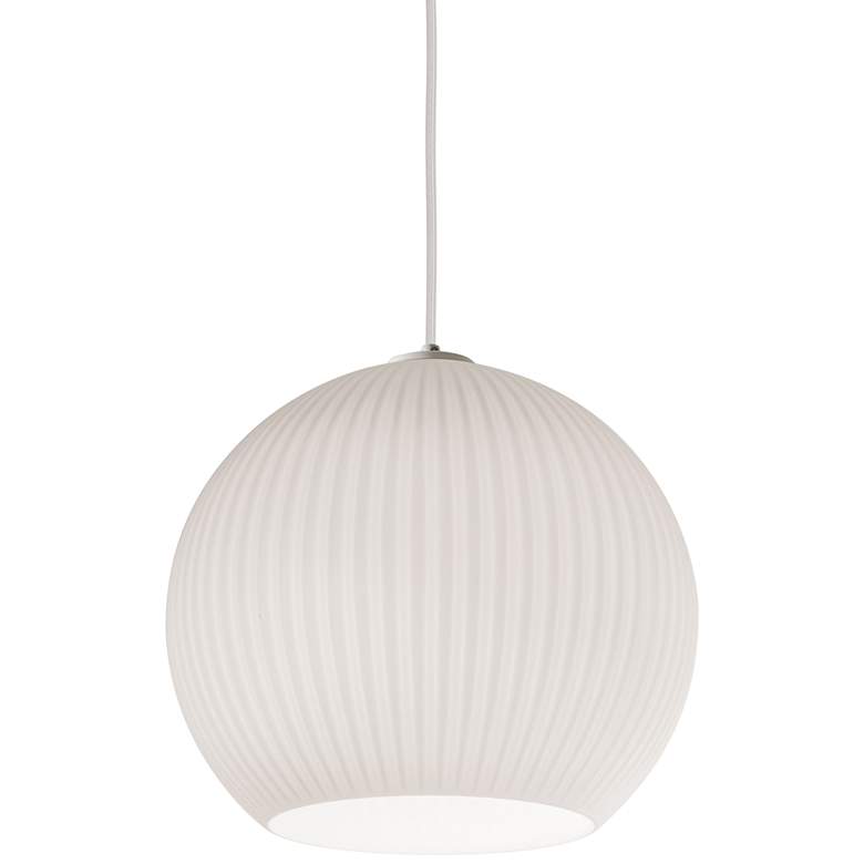 Cleo 12 1/2" Wide Frosted White Ribbed Glass Pendant Light