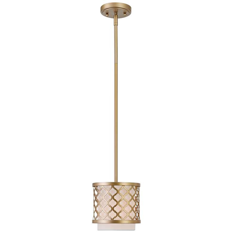 Arabesque 7" Wide Soft Gold Drum Mini Pendant