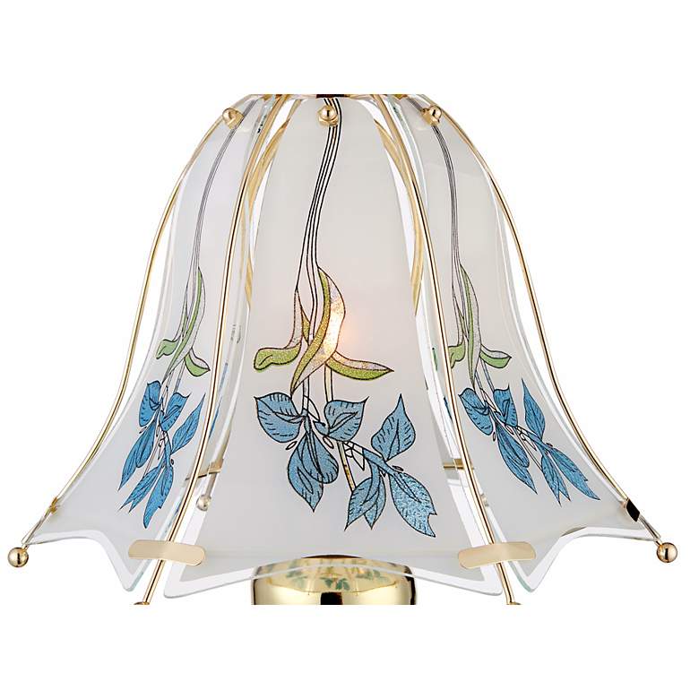 Blue Flower Shade High Touch On-Off Accent Table Lamp