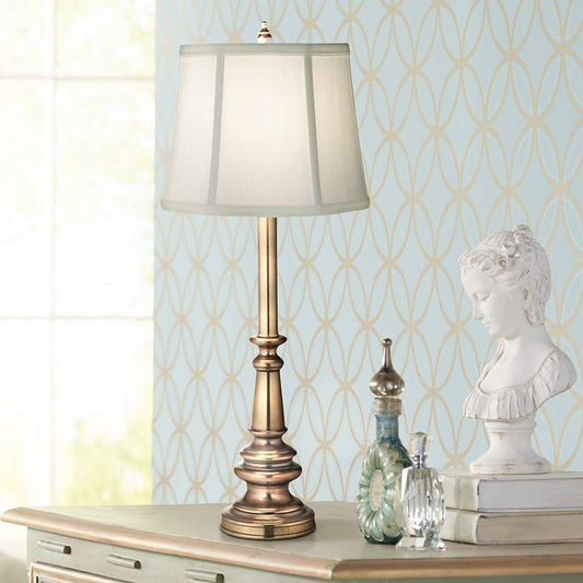 Ivory Shadow Antique Brass Table Lamp