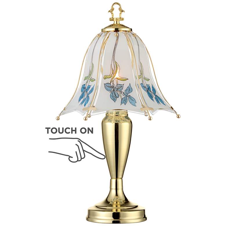 Blue Flower Shade High Touch On-Off Accent Table Lamp