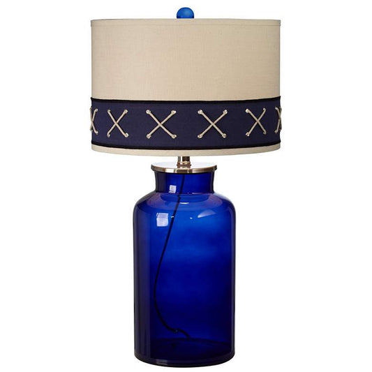 Kathy Ireland Home Sail Ahoy Navy Blue Glass Table Lamp