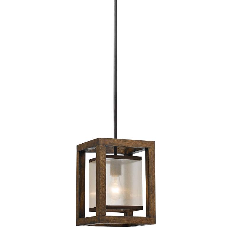 Mission 8" Wide Wood and Metal Mini Pendant