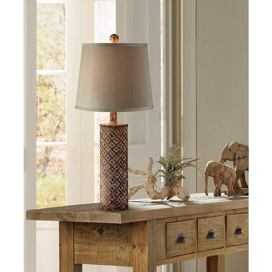 Gisele Gold Wash Lattice Column Table Lamp